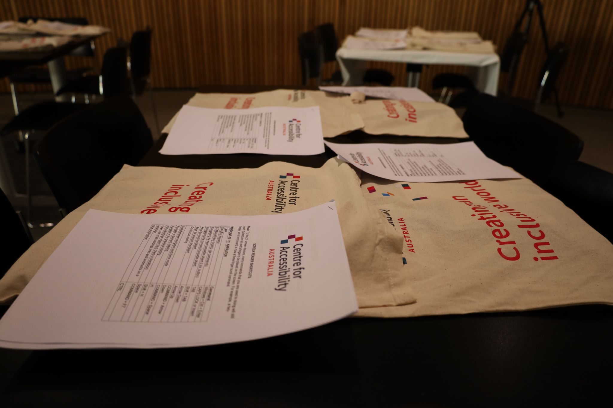 A table with CFA Australia goodie bags.